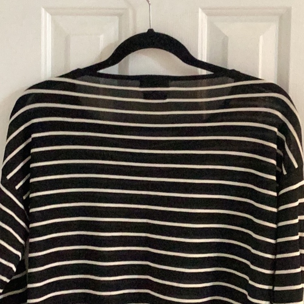 NWOT Massimo Dutti Black & White Striped Top w/ Unique Sleeves That Adjust & Tie - Picture 6 of 8